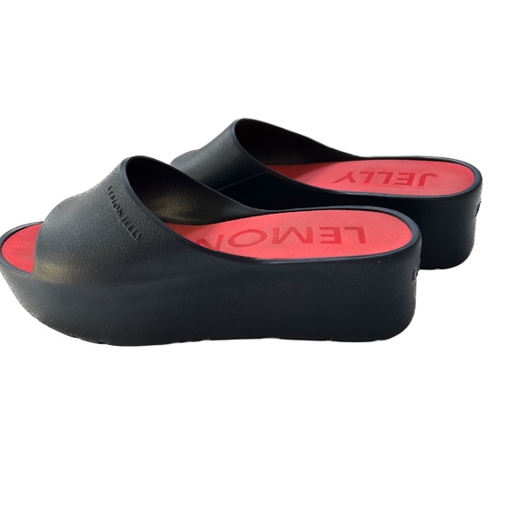Lemon Jelly Platform Slides Sandals Blue Red Soles Wedges Slip On Size 39 US 9 - Picture 5 of 12